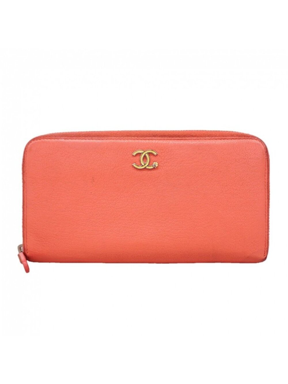 Chanel Wallet Leather Pink Silver